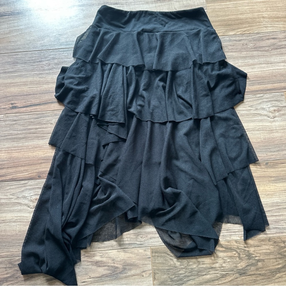 SOLD NWT CASADEI asymmetrical Skirt S Y2K Whimsigoth Fairy Grunge Black Flowy - Picture 7 of 7